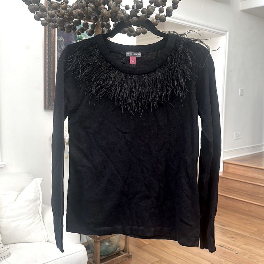 VINCE CAMUTO NWT GILDED ROSE RICH BLACK SIZE SMALL WOMENS SWEATER